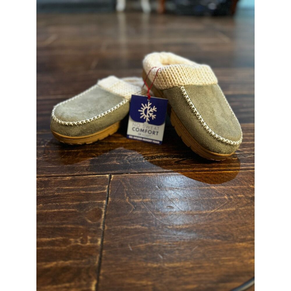 Dearfoams Cozy Comfort Women's Moc Toe Clog Slippers SAGE SIZE 5-6 women's